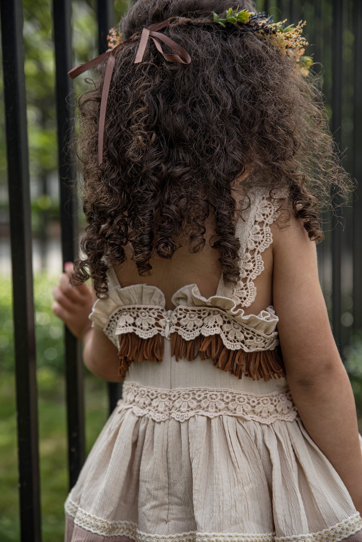 Blush Trail and Teal Breeze Dress – Vintage Inspired Boutique Girls Dress | Viscose Lace Fringe Prairie Cottagecore Style