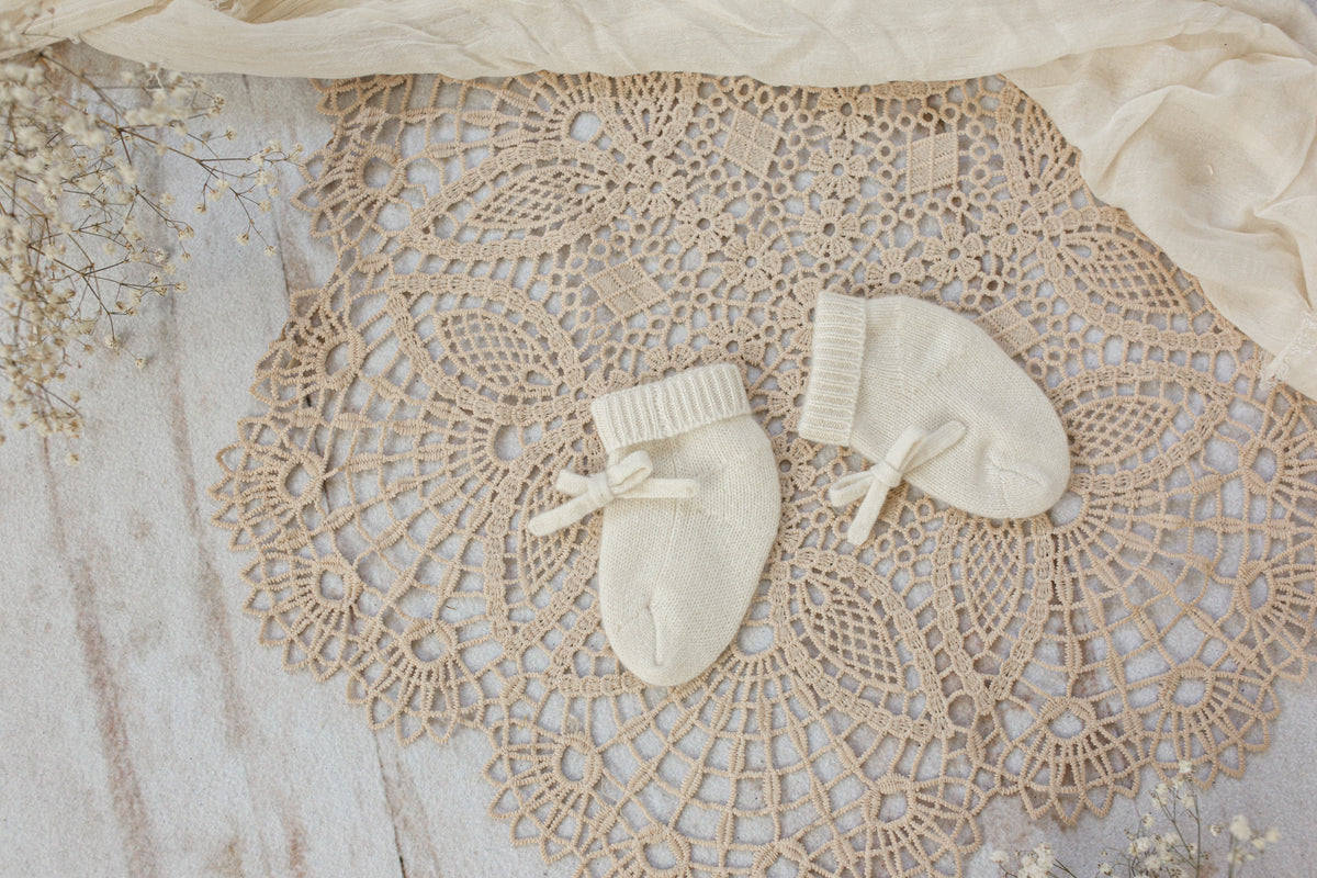 Cashmere Baby Socks β Matching Pointelle Coordinated Design Cream