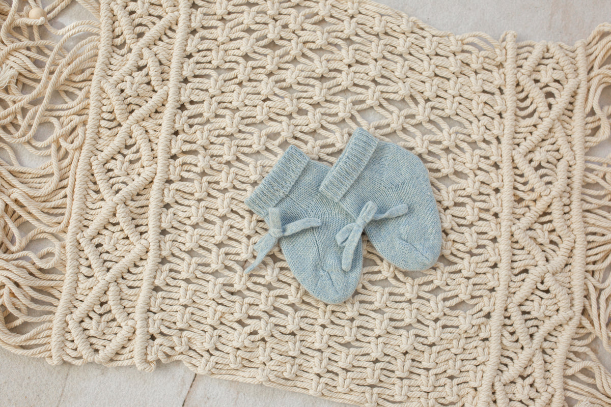 Cashmere Baby Socks β Matching Pointelle Coordinated Design Powder Blue