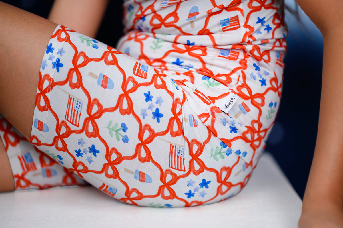 Sweet Freedom Girls Bamboo Shorts Lounge Set | 4th of July
