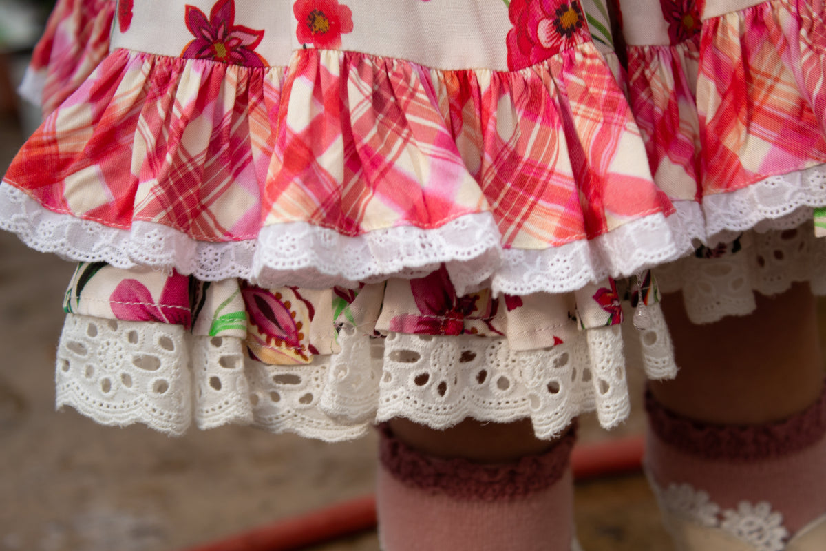 Wildflower Garden Dress β Floral Print Vintage Inspired Boutique Girls Dress | Pearl Button Heirloom Style Classic Girls Dress