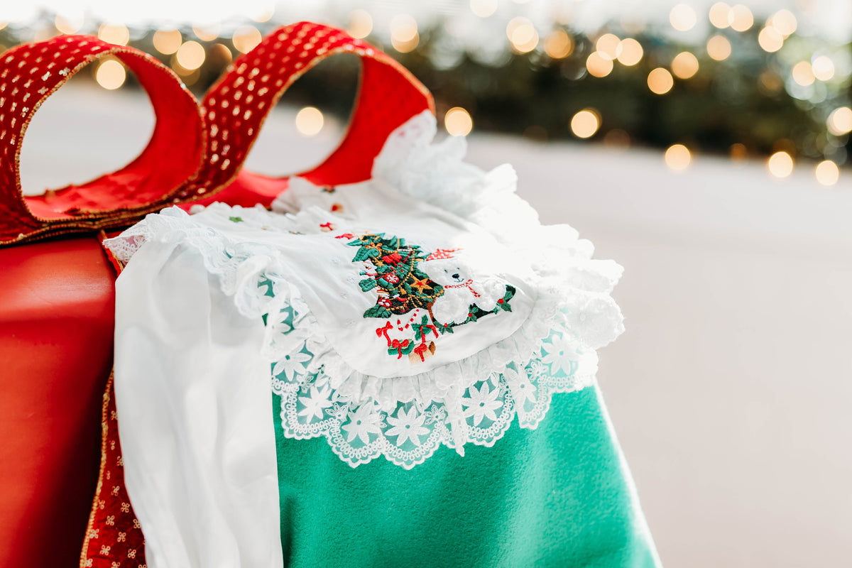 Robe Hiver Ours – Robe Brodé Boutique pour Fille | Robe de Vacances Style Héritage Imprimé Ours