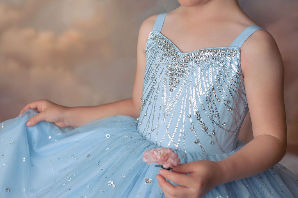 Arc-en-ciel par Temps Nuageux — Robe d'Anniversaire Arc-en-ciel Fille | Jupon en Tulle Héritage & Robe à Nœud