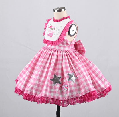 Rodeo Princess Dress – Embroidered Vintage Inspired Cotton Boutique Girls Dress | Gingham Print Lace Ruffle Twirl Dress