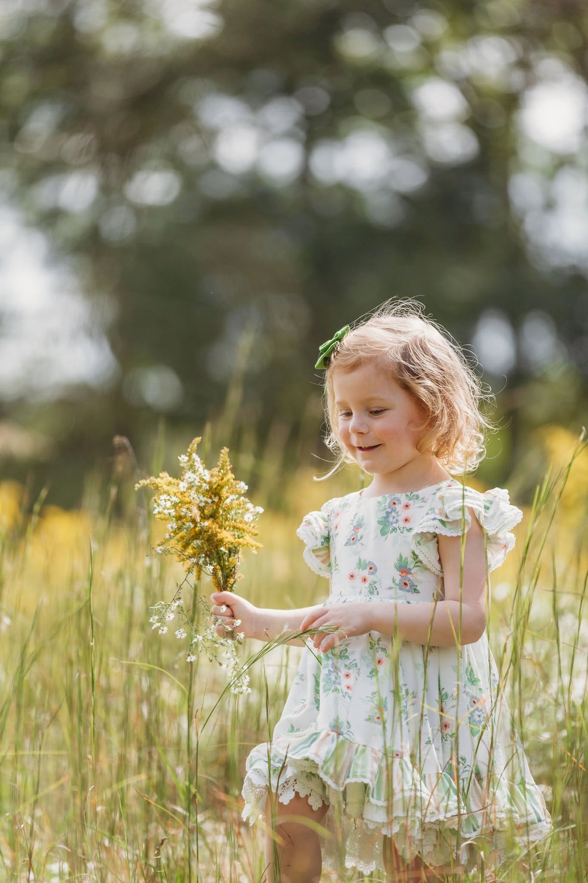 Sage Garden Dress – Floral Print Vintage Inspired Boutique Girls Dress | Ruffle Detail Heirloom Style Classic Girls Dress