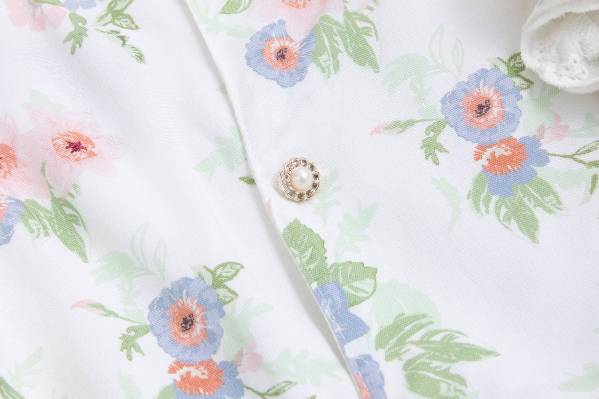 Sage Garden Dress – Floral Print Vintage Inspired Boutique Girls Dress | Ruffle Detail Heirloom Style Classic Girls Dress