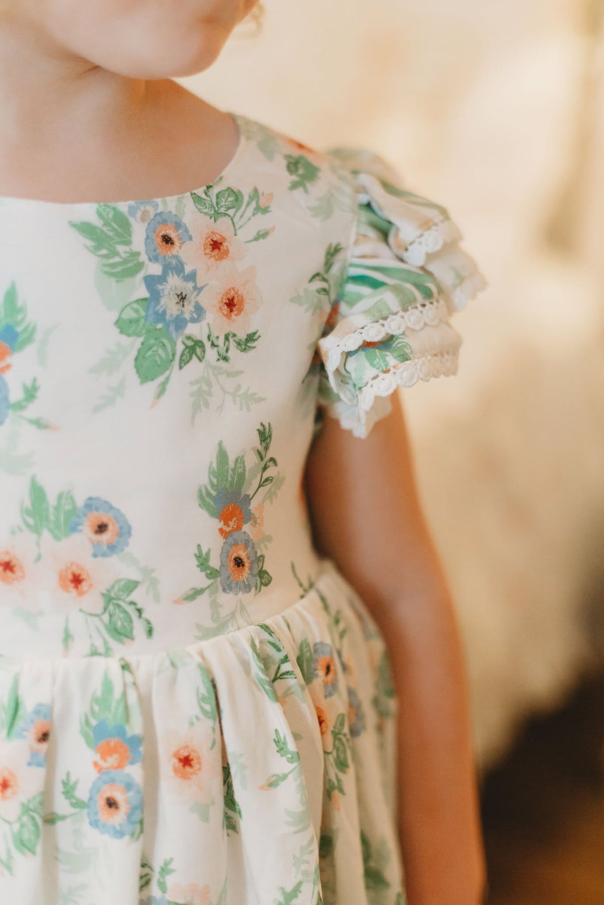 Sage Garden Dress – Floral Print Vintage Inspired Boutique Girls Dress | Ruffle Detail Heirloom Style Classic Girls Dress