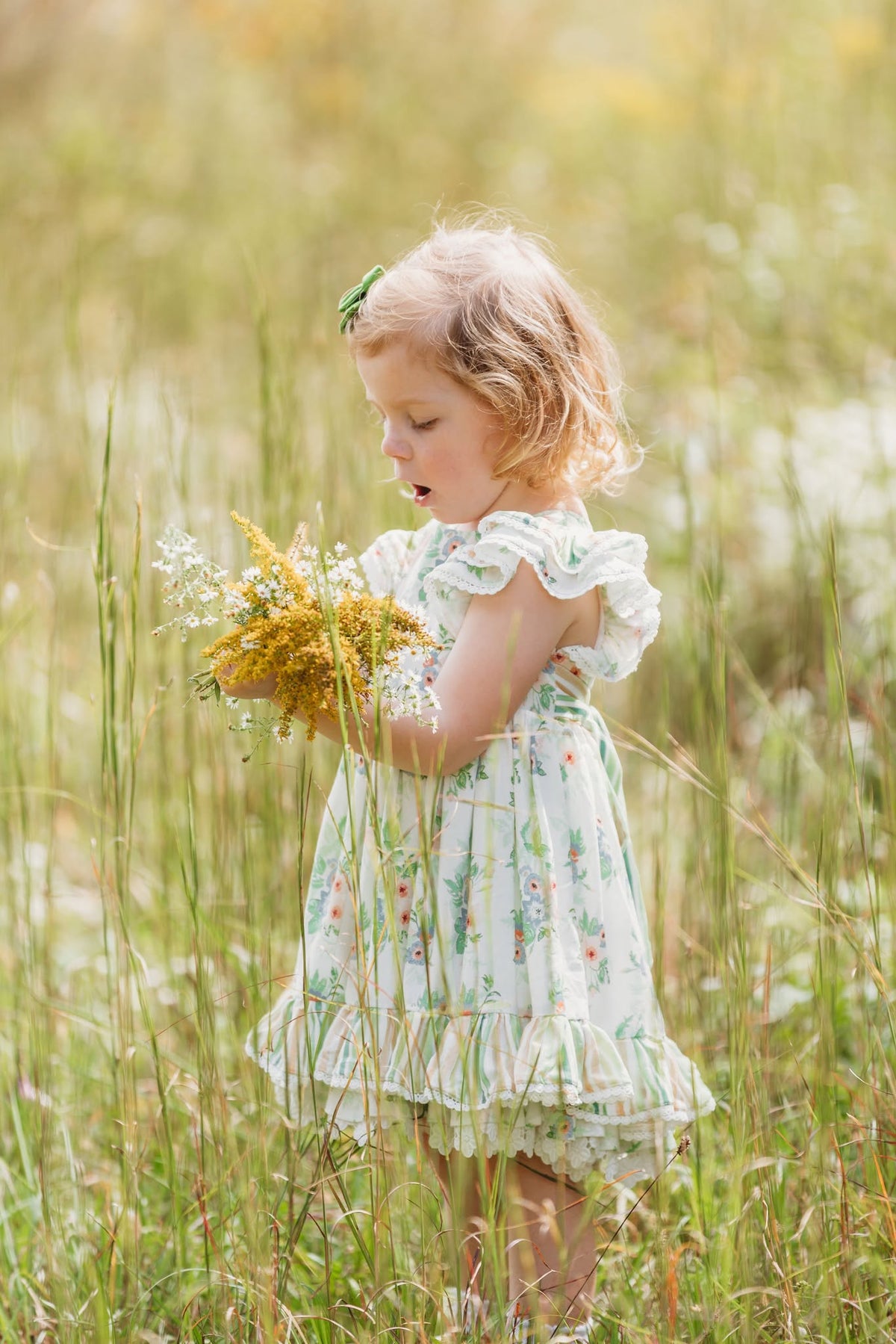 Sage Garden Dress – Floral Print Vintage Inspired Boutique Girls Dress | Ruffle Detail Heirloom Style Classic Girls Dress