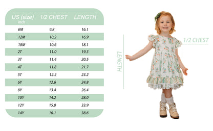 Sage Garden Dress – Floral Print Vintage Inspired Boutique Girls Dress | Ruffle Detail Heirloom Style Classic Girls Dress