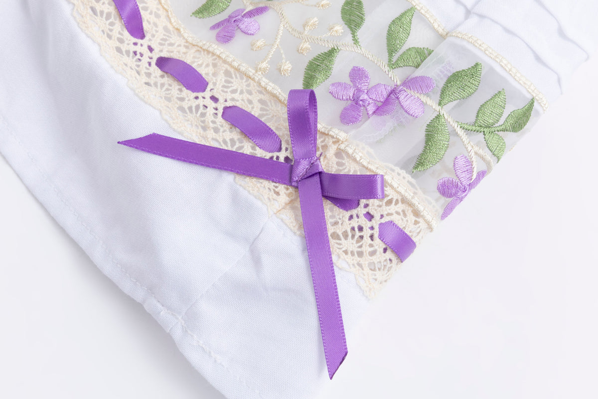 Lavender Bloom Dress – Hand Embroidered Vintage Inspired Boutique Girls Dress | Viscose Lace Crochet Heirloom Style