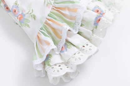 Sage Garden Dress – Floral Print Vintage Inspired Boutique Girls Dress | Ruffle Detail Heirloom Style Classic Girls Dress