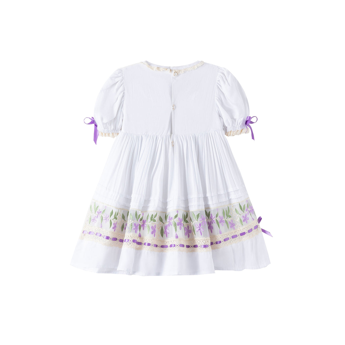 Lavender Bloom Dress – Hand Embroidered Vintage Inspired Boutique Girls Dress | Viscose Lace Crochet Heirloom Style