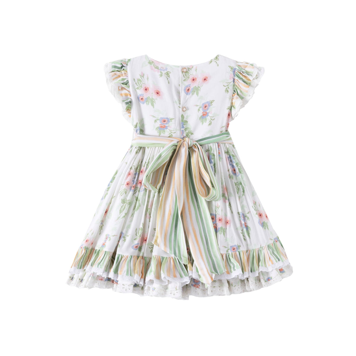Sage Garden Dress – Floral Print Vintage Inspired Boutique Girls Dress | Ruffle Detail Heirloom Style Classic Girls Dress