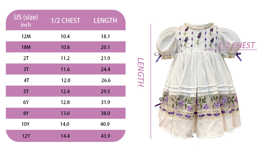 Lavender Bloom Dress – Hand Embroidered Vintage Inspired Boutique Girls Dress | Viscose Lace Crochet Heirloom Style