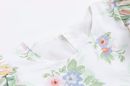 Sage Garden Dress – Floral Print Vintage Inspired Boutique Girls Dress | Ruffle Detail Heirloom Style Classic Girls Dress
