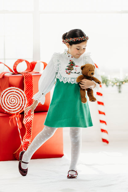 Robe Hiver Ours – Robe Brodé Boutique pour Fille | Robe de Vacances Style Héritage Imprimé Ours