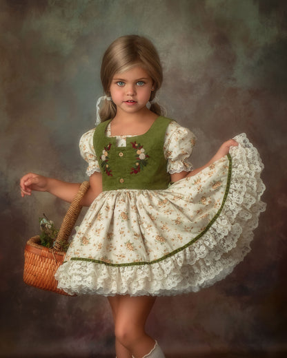 The Everwood Dress – Hand Embroidered Vintage Inspired Cotton Girls Dress | Detachable Vest Heirloom Style PREORDER EST EARLY NOV