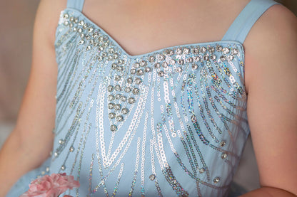 Arc-en-ciel par Temps Nuageux — Robe d'Anniversaire Arc-en-ciel Fille | Jupon en Tulle Héritage & Robe à Nœud