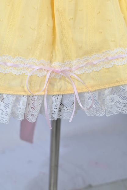 Mama Goose Spring Dress – Embroidered Vintage Inspired Cotton Boutique Girls Dress | Swiss Dot Lace Heirloom Style