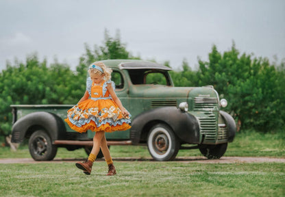 Pumpkin Season at Willow Manor | Girls Heirloom Fall Dress Set | Grand Millennial Twirl Dress