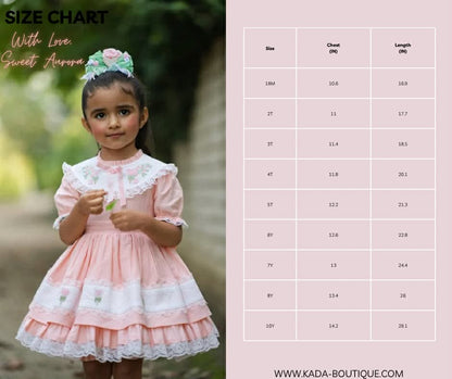 Sweet Aurora Dress – Hand Embroidered Vintage Inspired Boutique Girls Dress | Linen Cotton Eyelet Lace Heirloom Style