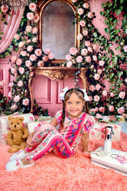 The Pink Chateau Girls Bamboo Lounge Set | Floral Rose