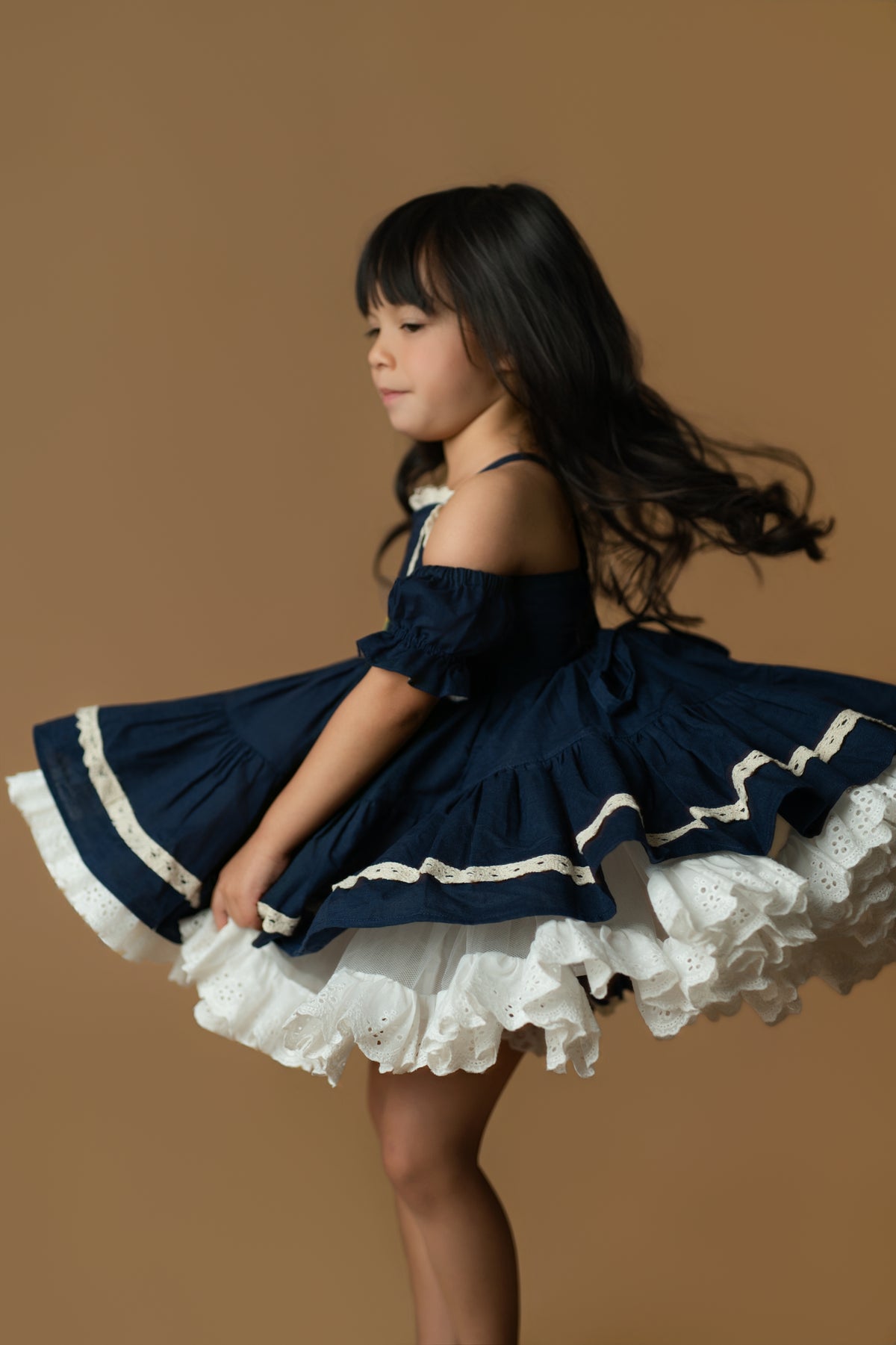 Bluebell Petti Dress – Hand Embroidered Vintage Inspired Linen Boutique Girls Dress | Lace Corset Heirloom Style