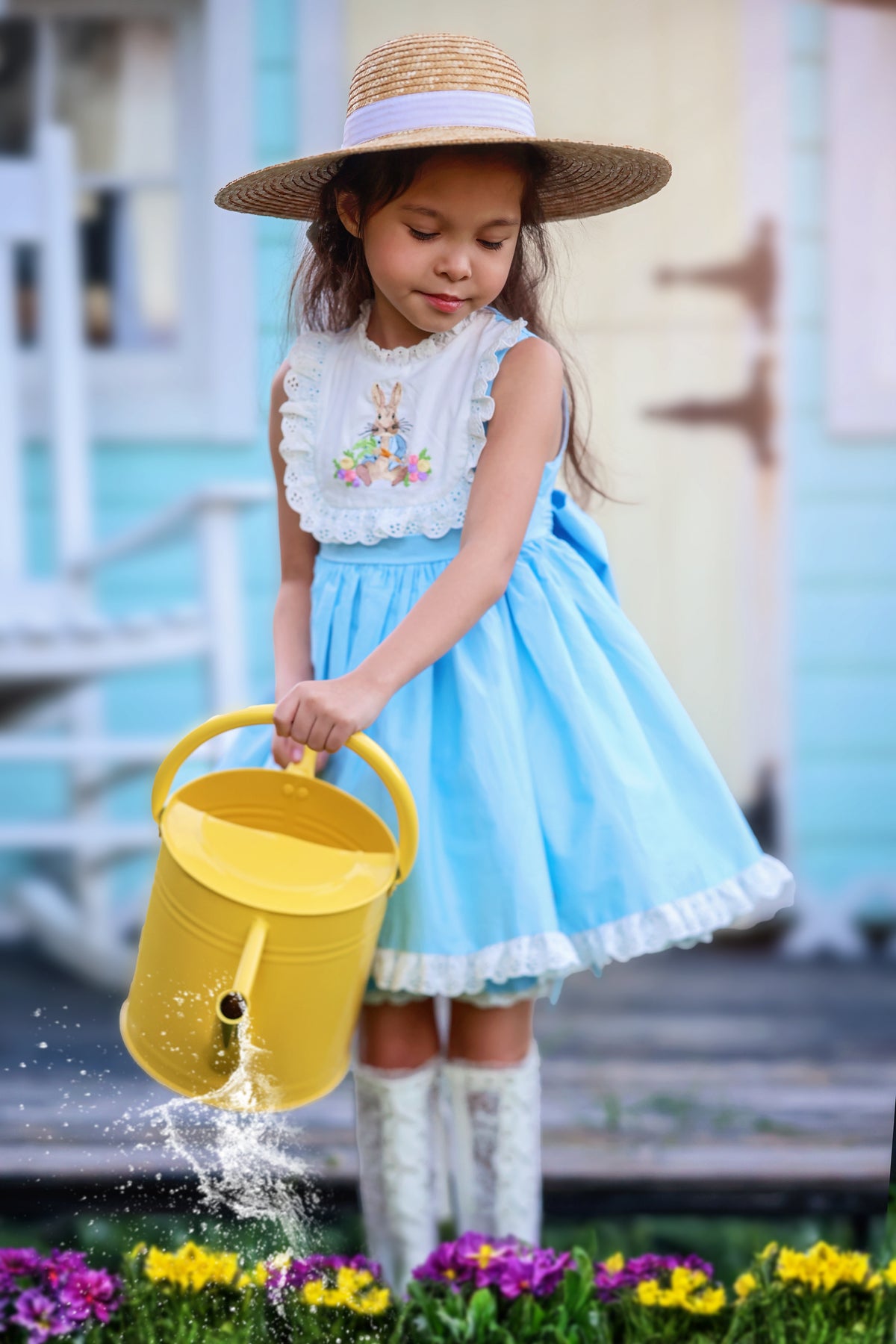 Cottontail Dreams – Robe de Pâques brodée pour filles | Robe de printemps et d'anniversaire de luxe