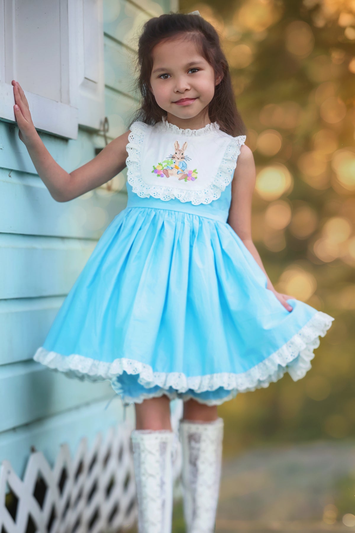 Cottontail Dreams – Robe de Pâques brodée pour filles | Robe de printemps et d'anniversaire de luxe