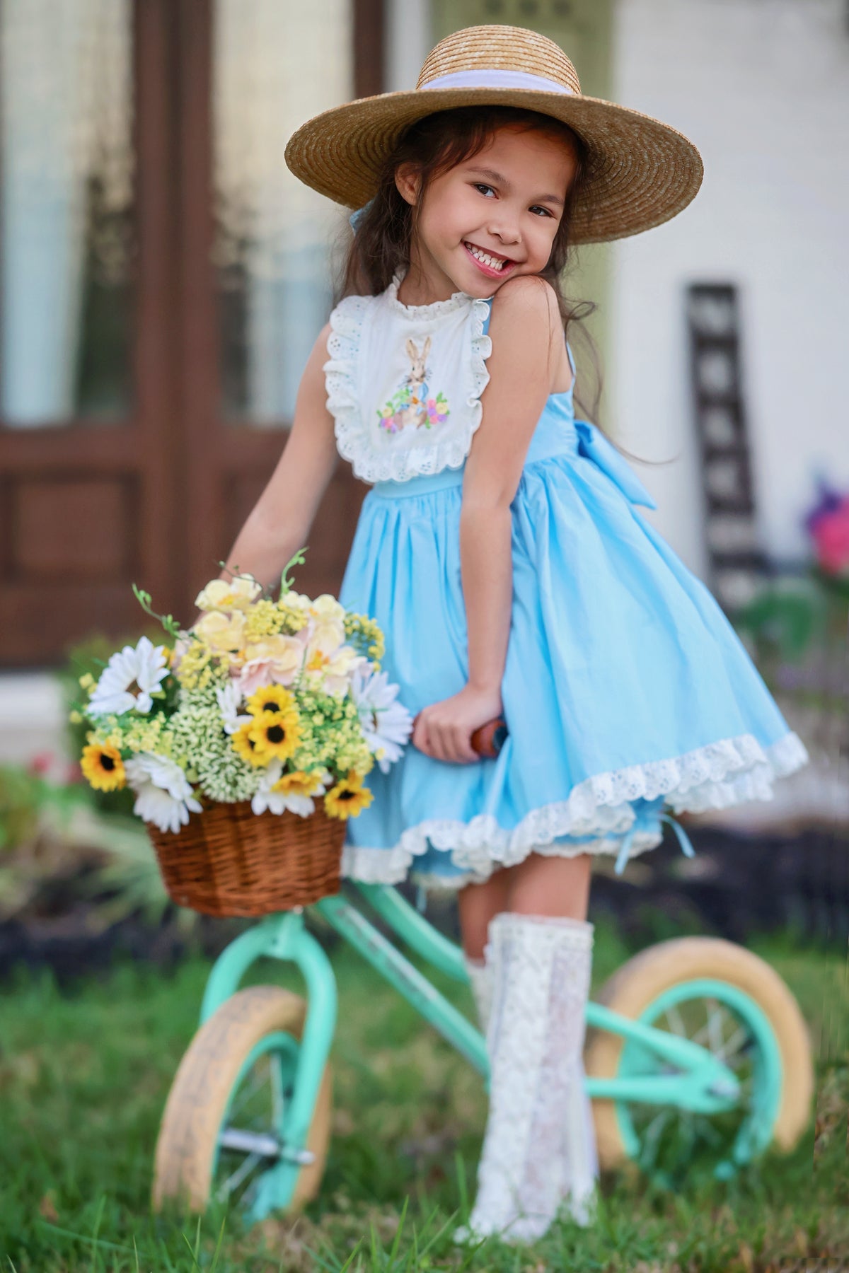 Cottontail Dreams – Robe de Pâques brodée pour filles | Robe de printemps et d'anniversaire de luxe