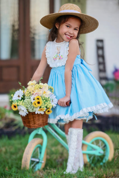 Cottontail Dreams – Robe de Pâques brodée pour filles | Robe de printemps et d'anniversaire de luxe