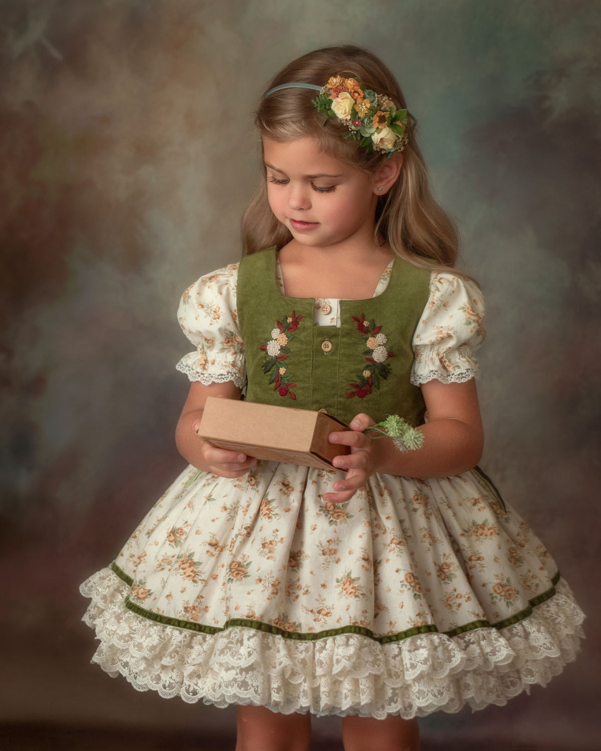 The Everwood Dress – Hand Embroidered Vintage Inspired Cotton Girls Dress | Detachable Vest Heirloom Style PREORDER EST EARLY NOV