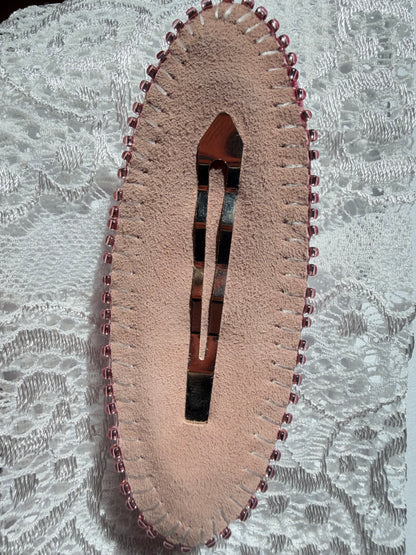 Hand-Embroidered 3D Rose Hair Clip — Framboise, Raspberry Pink
