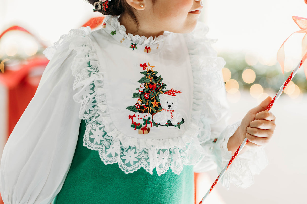 Robe Hiver Ours – Robe Brodé Boutique pour Fille | Robe de Vacances Style Héritage Imprimé Ours