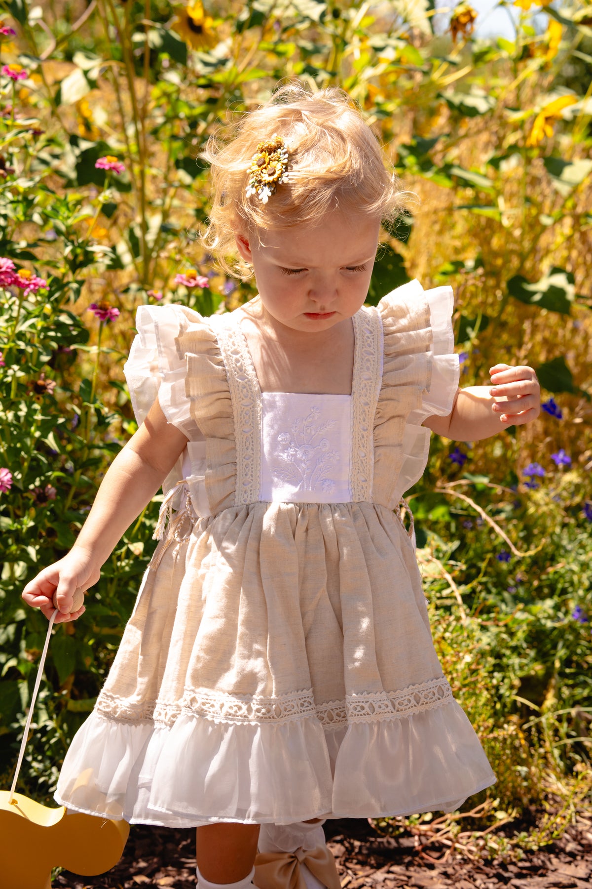 Ukrainian Heritage – Hand Embroidered Vintage Inspired Boutique Girls Dress | Luxury Linen Heirloom Style Special Occasion