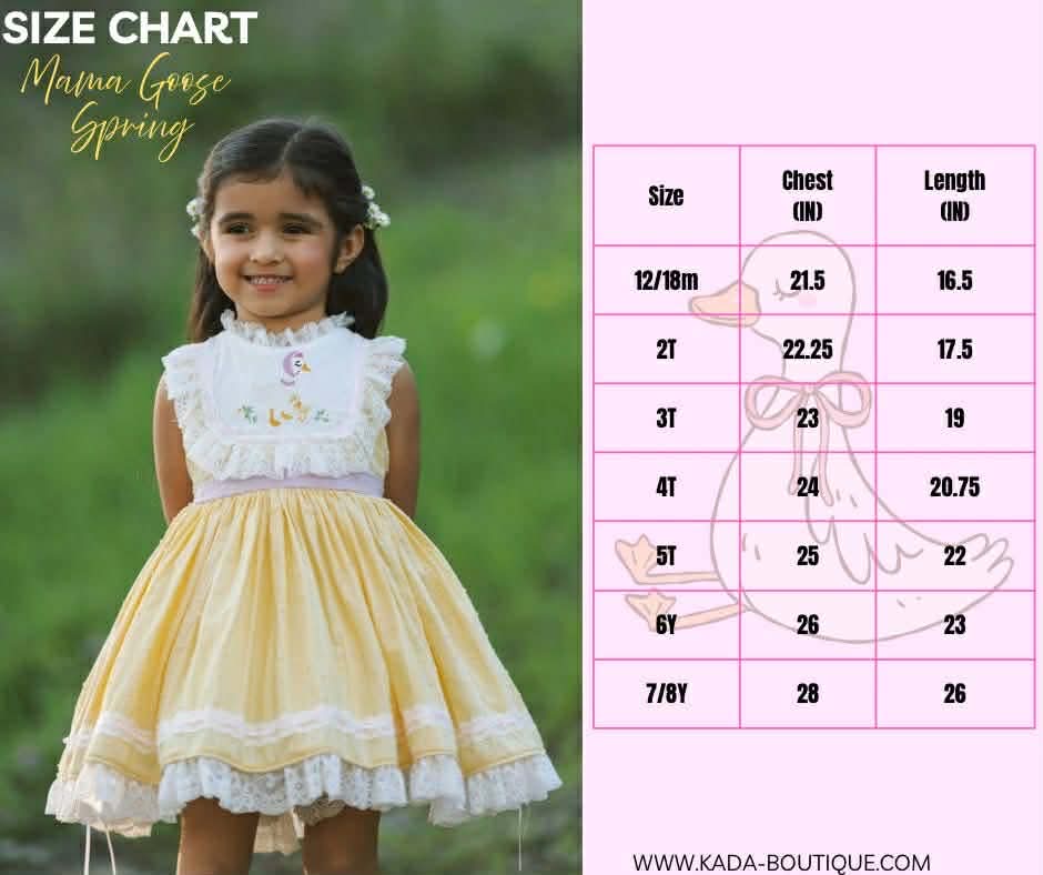 Mama Goose Spring Dress – Embroidered Vintage Inspired Cotton Boutique Girls Dress | Swiss Dot Lace Heirloom Style