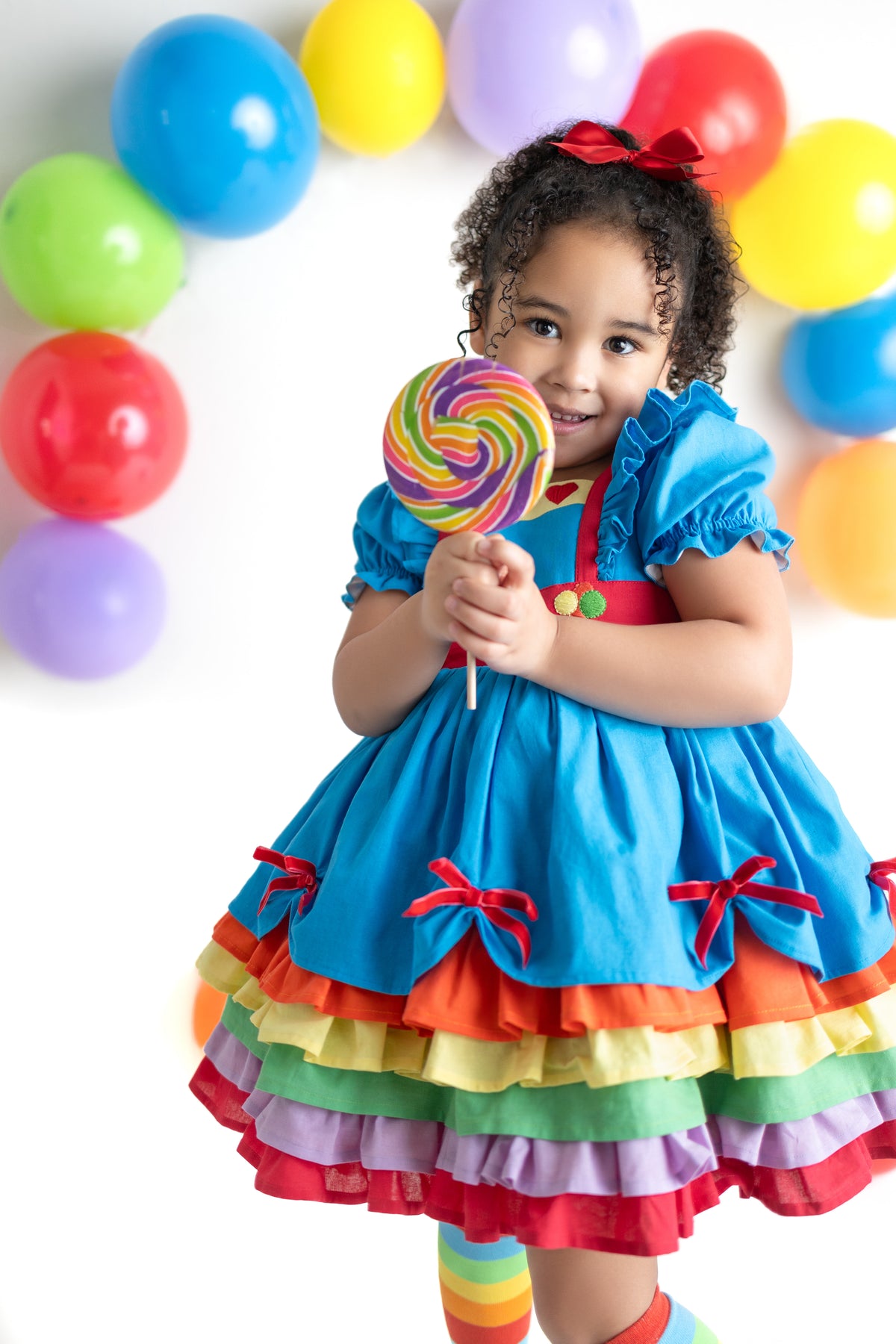 Rainbow Party – Hand Embroidered Vintage Inspired Boutique Girls Dress | Linen Cotton Tulle Lace Luxury Occasion Dress