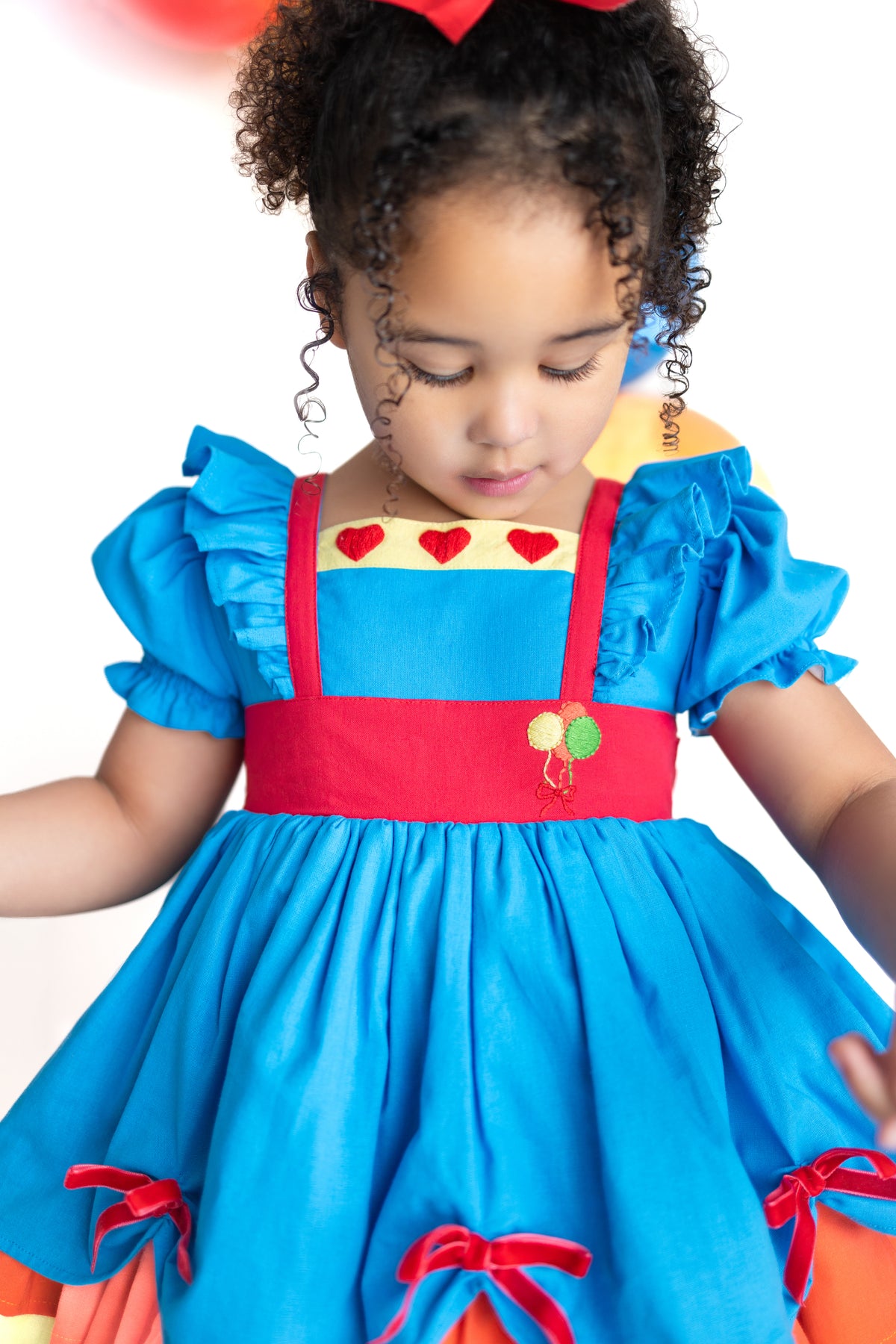 Rainbow Party – Hand Embroidered Vintage Inspired Boutique Girls Dress | Linen Cotton Tulle Lace Luxury Occasion Dress