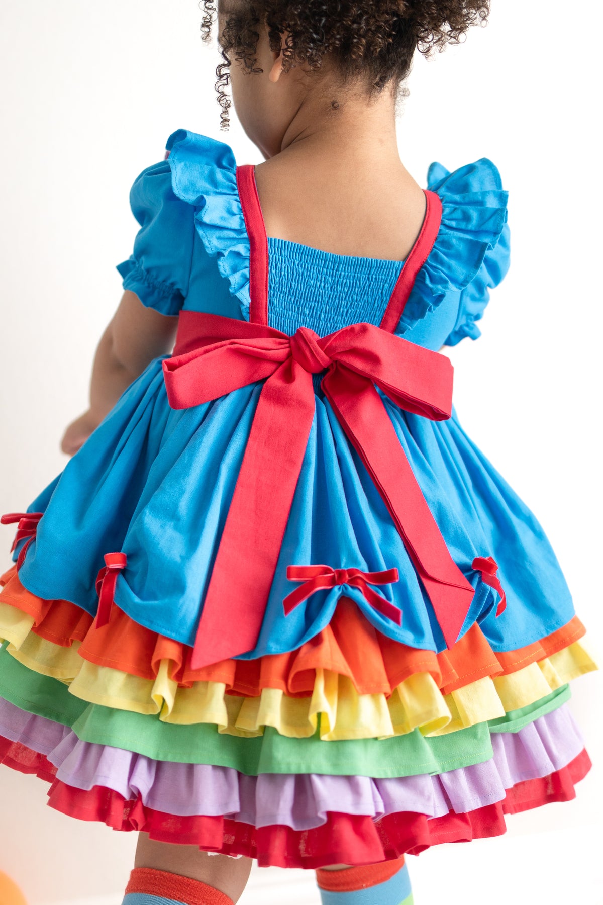 Rainbow Party – Hand Embroidered Vintage Inspired Boutique Girls Dress | Linen Cotton Tulle Lace Luxury Occasion Dress