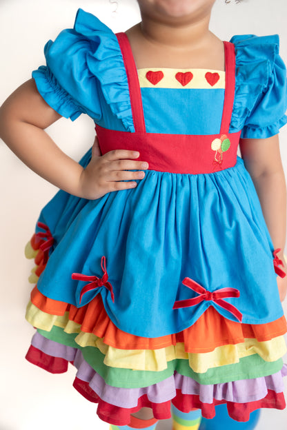 Rainbow Party – Hand Embroidered Vintage Inspired Boutique Girls Dress | Linen Cotton Tulle Lace Luxury Occasion Dress