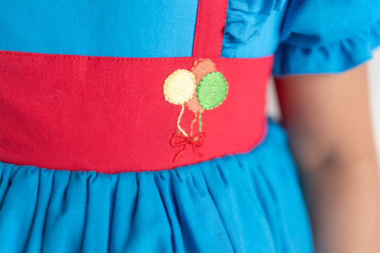 Rainbow Party – Hand Embroidered Vintage Inspired Boutique Girls Dress | Linen Cotton Tulle Lace Luxury Occasion Dress