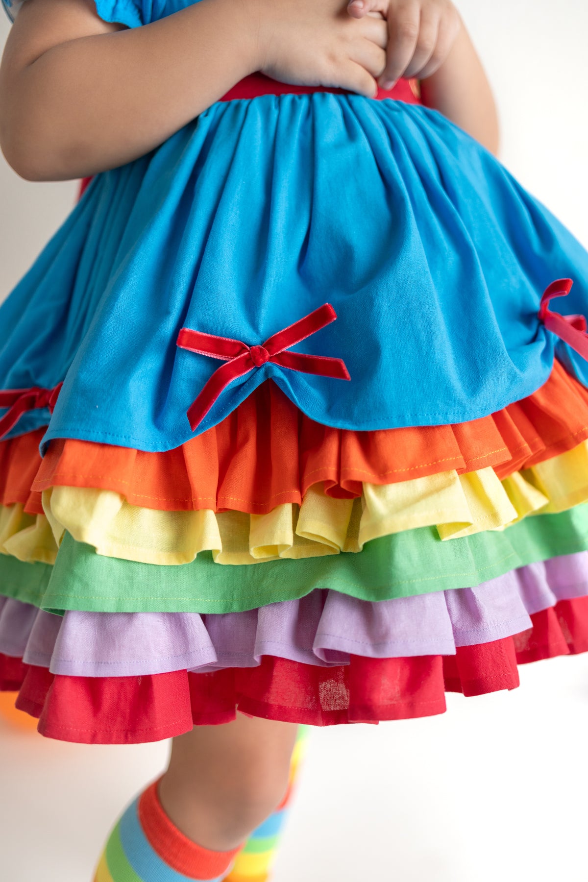 Rainbow Party – Hand Embroidered Vintage Inspired Boutique Girls Dress | Linen Cotton Tulle Lace Luxury Occasion Dress