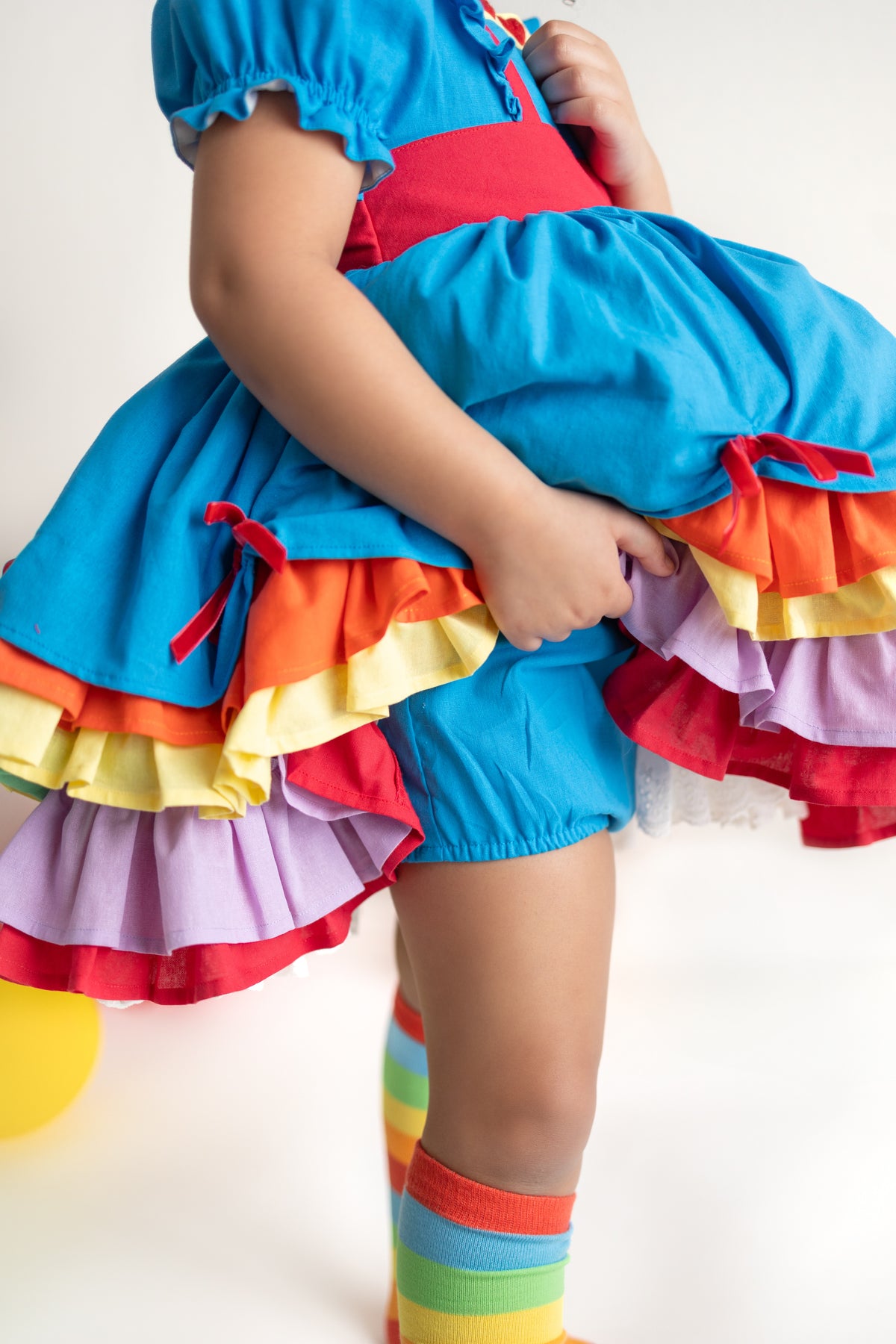 Rainbow Party – Hand Embroidered Vintage Inspired Boutique Girls Dress | Linen Cotton Tulle Lace Luxury Occasion Dress