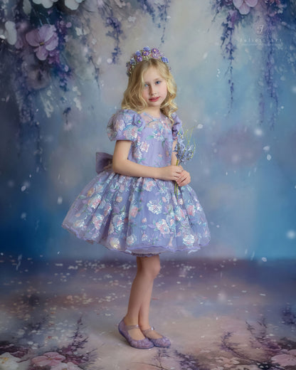 Enchanted Prism Wishes Dress – Embroidered Lace Boutique Birthday Girls Dress | Iridescent Tulle Princess Occasion Dress