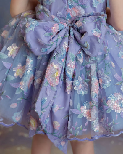 Enchanted Prism Wishes Dress – Embroidered Lace Boutique Birthday Girls Dress | Iridescent Tulle Princess Occasion Dress