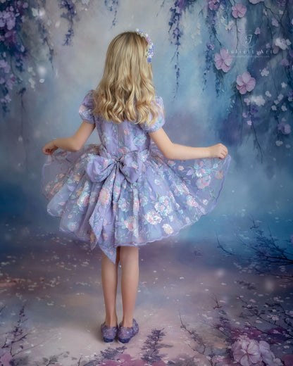 Enchanted Prism Wishes Dress – Embroidered Lace Boutique Birthday Girls Dress | Iridescent Tulle Princess Occasion Dress