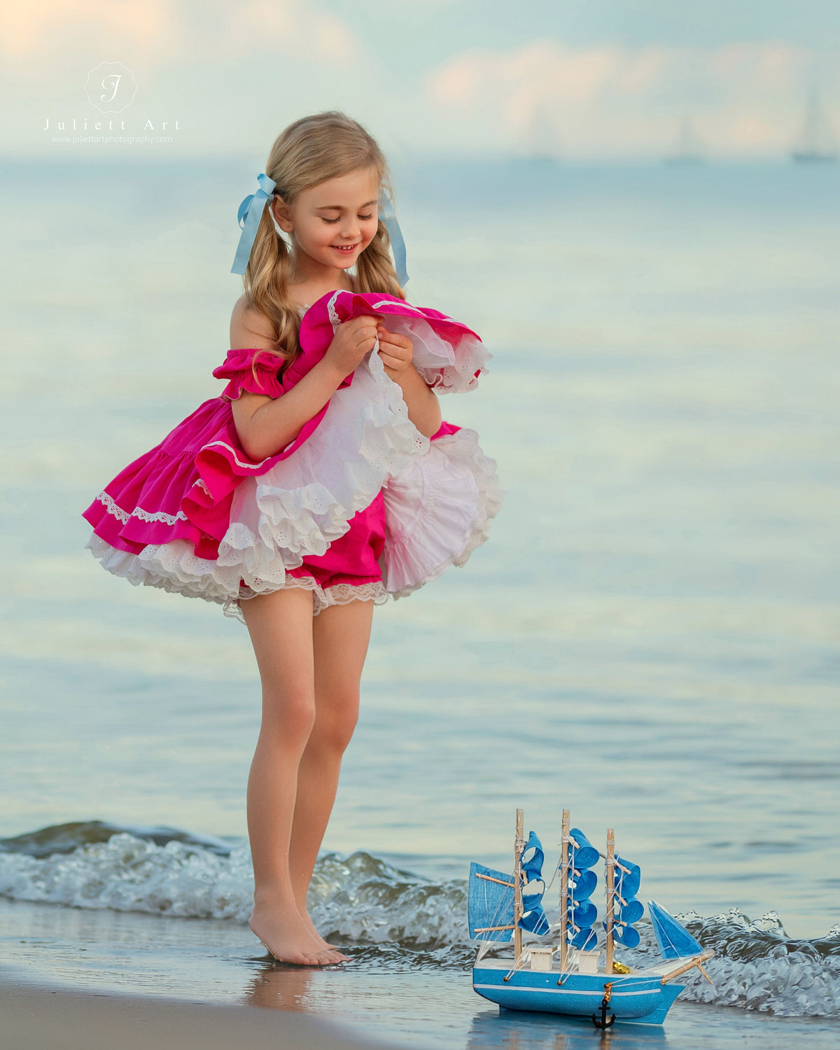 Flamingo Bloom Petti Dress – Hand Embroidered Vintage Inspired Linen Cotton Boutique Girls Dress | Lace Corset Heirloom Style