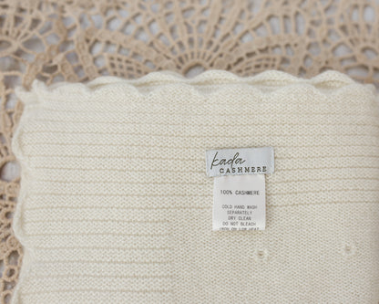 Cashmere Baby Blanket — Heirloom Pointelle Stitch Cream