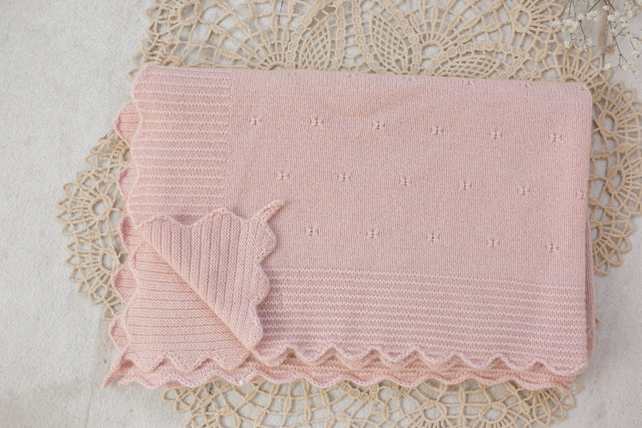 Cashmere Baby Blanket — Heirloom Pointelle Blush Pink