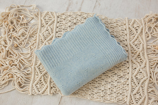 Cashmere Baby Blanket — Heirloom Pointelle Powder Blue